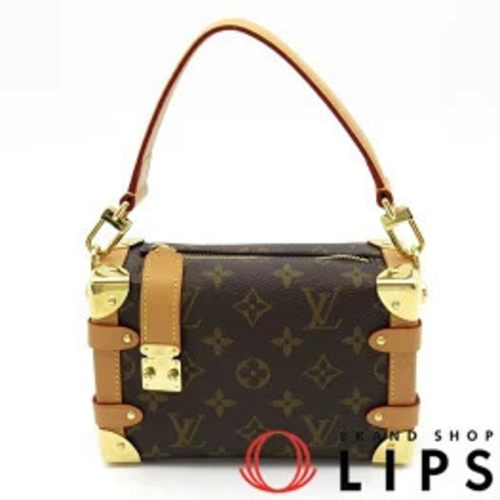 Louis Vuitton Side Trunk Monogram Shoulder Bag Canvas Leather Brown